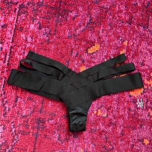 Black Strappy Thong Panty